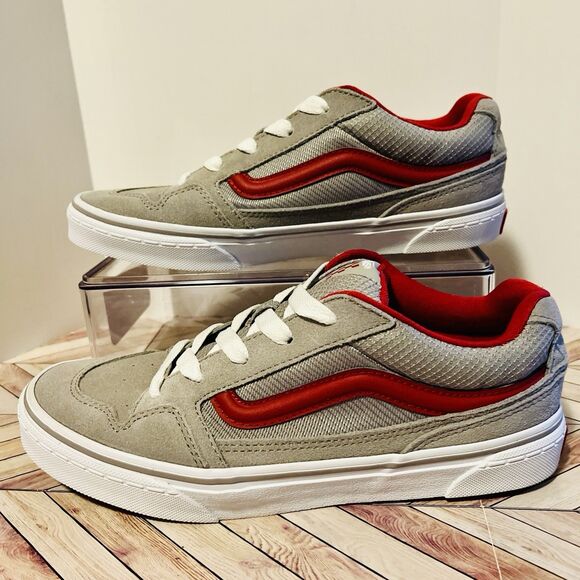 VANS Caldrone Suede Mesh Charcoal Red Sneakers Youth 6 Classic Stylish Shoes - Picture 2 of 7